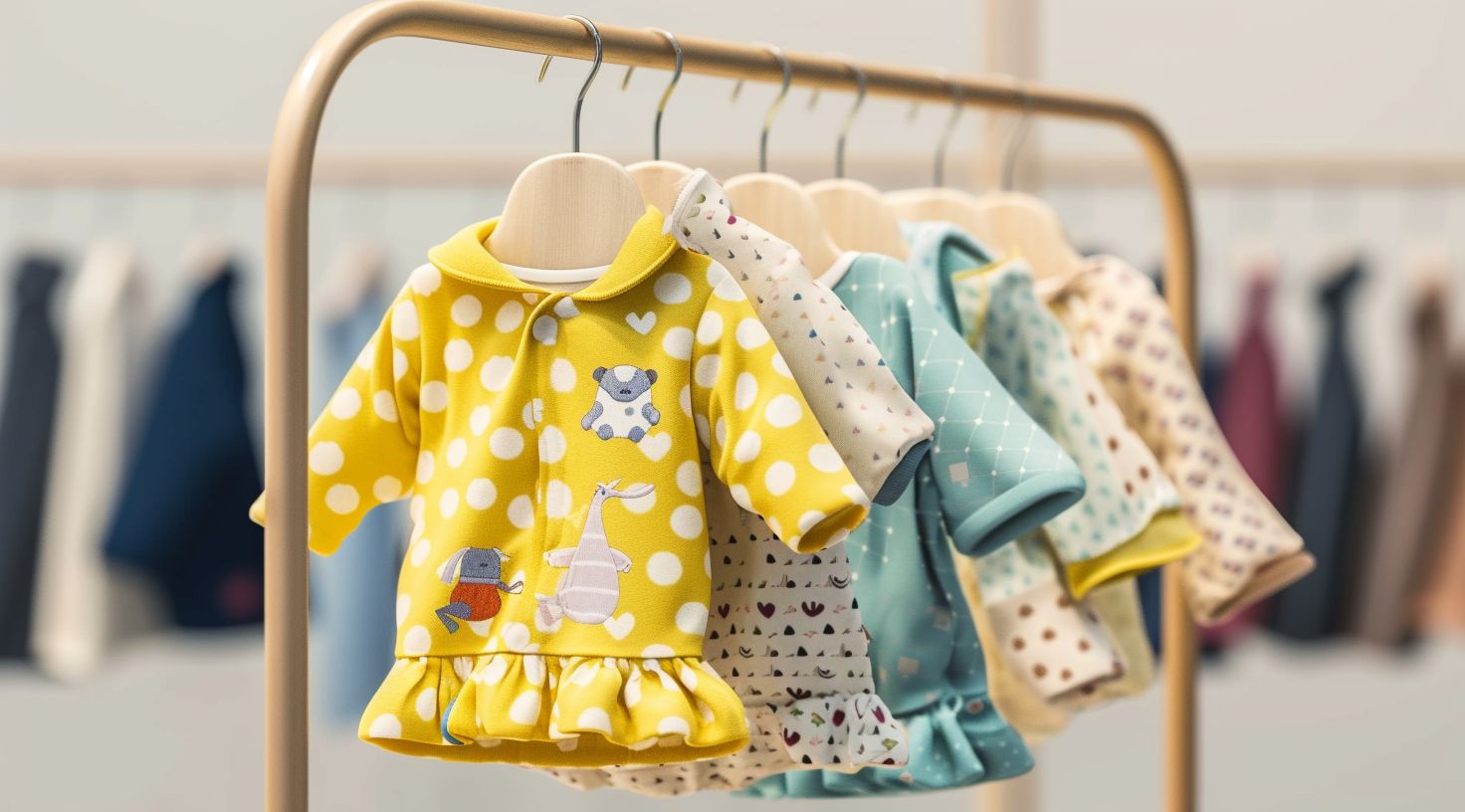 adorable newborn clothes on rack